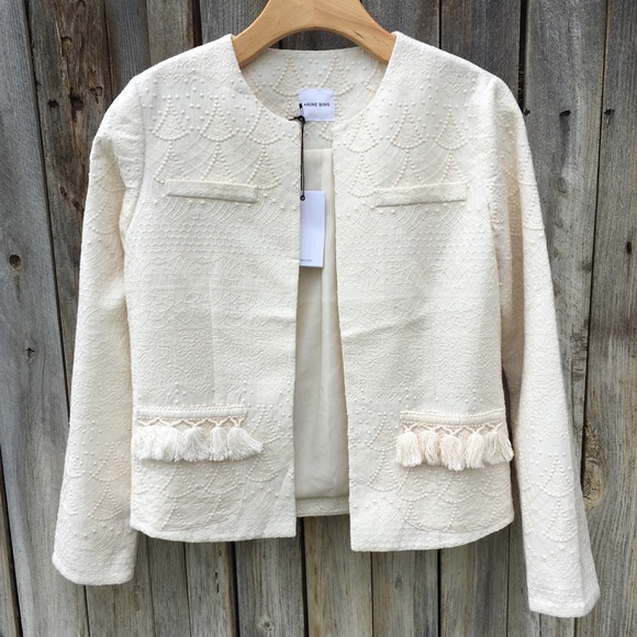 Anine Bing Jackets & Blazers - NWT Anine Bing Embroidered Open Jacket Cream XS